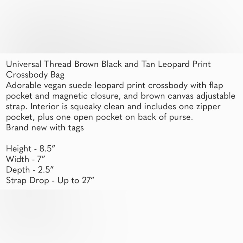 Universal Thread Crossbody Leopard Print. Like Ne… - image 7